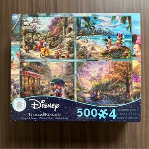Complete Thomas Kinkade Disney Puzzle - 4 Pack Pocahontas, Snow White & Mickey